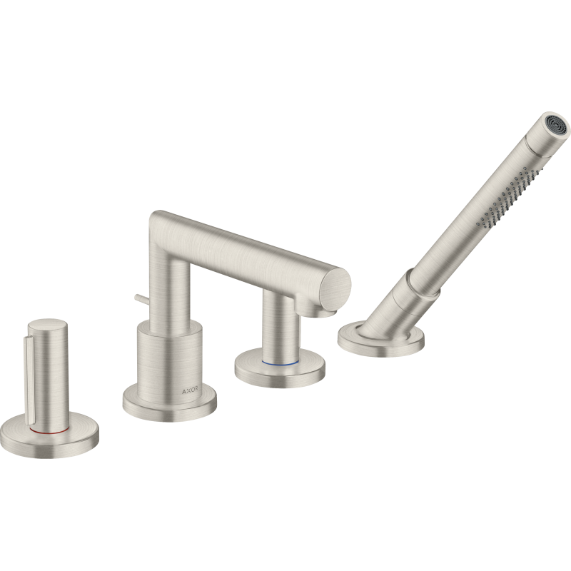 4-otworowa bateria na brzeg wanny z uchwytami Zero Stal Szlachetna Optyczna Uno AXOR 45444800