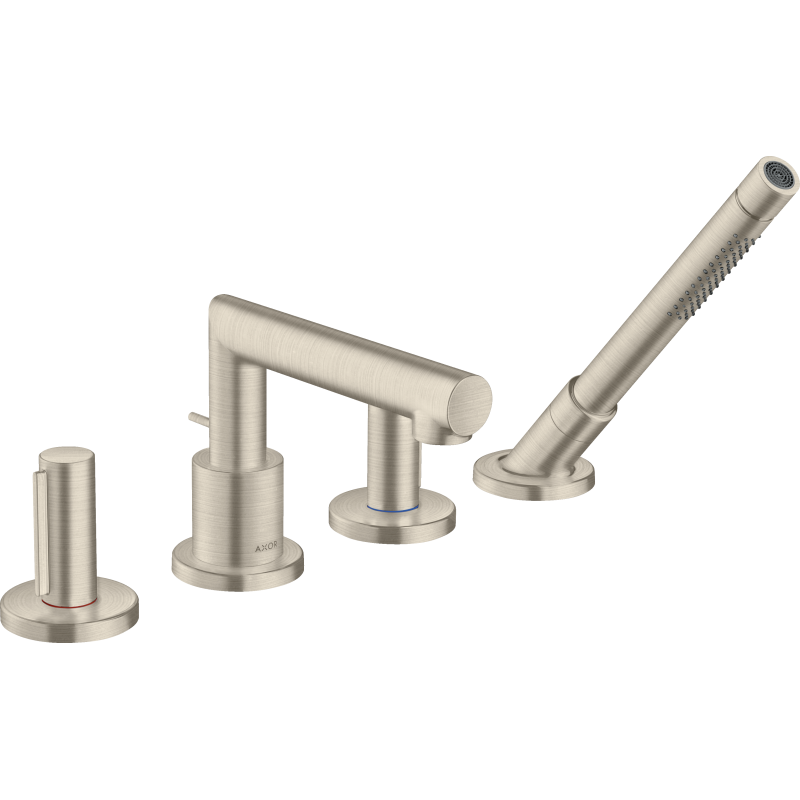 4-otworowa bateria na brzeg wanny z uchwytami Zero Nikiel Szczotkowany Uno AXOR 45444820