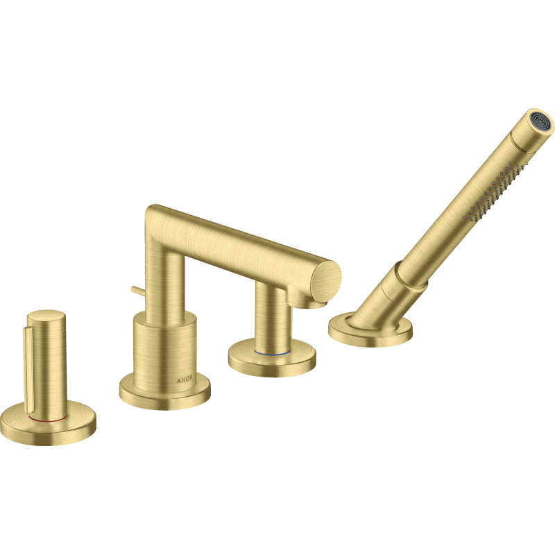 4-otworowa bateria na brzeg wanny z uchwytami Zero Mosiądz Szczotkowany Uno AXOR 45444950