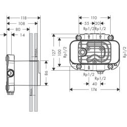 Zestaw podstawowy do modułu termostatycznego, podtynkowy One AXOR 45710180