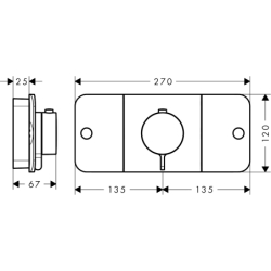 Moduł termostatyczny do 2 odbiorników, podtynkowy Złoty Optyczny Polerowany One AXOR 45712990