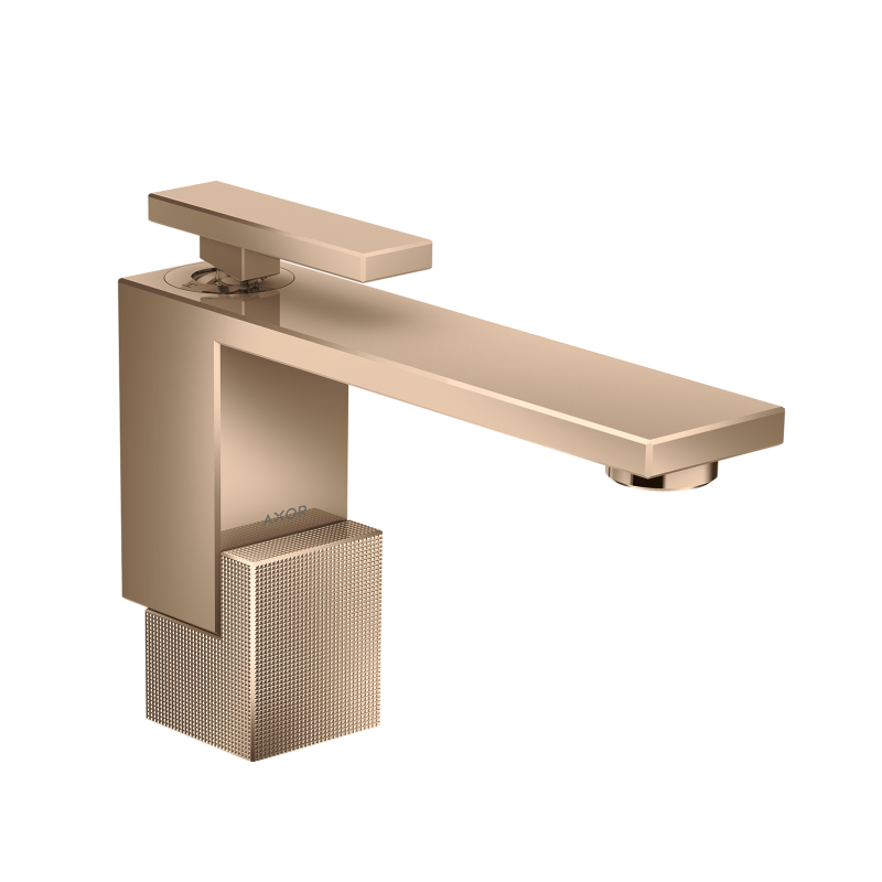 Jednouchwytowa bateria umywalkowa 130 z kpl odpływowym Push-Open, szlif diamentowy Czerwony Złoty Polerowany Edge AXOR 46011300