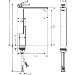 Bateria umyw. 280 do umyw nablat z kpl odpływowym Push-Open, szlif diamentowy Złoty Optyczny Polerowany Edge AXOR 46031990