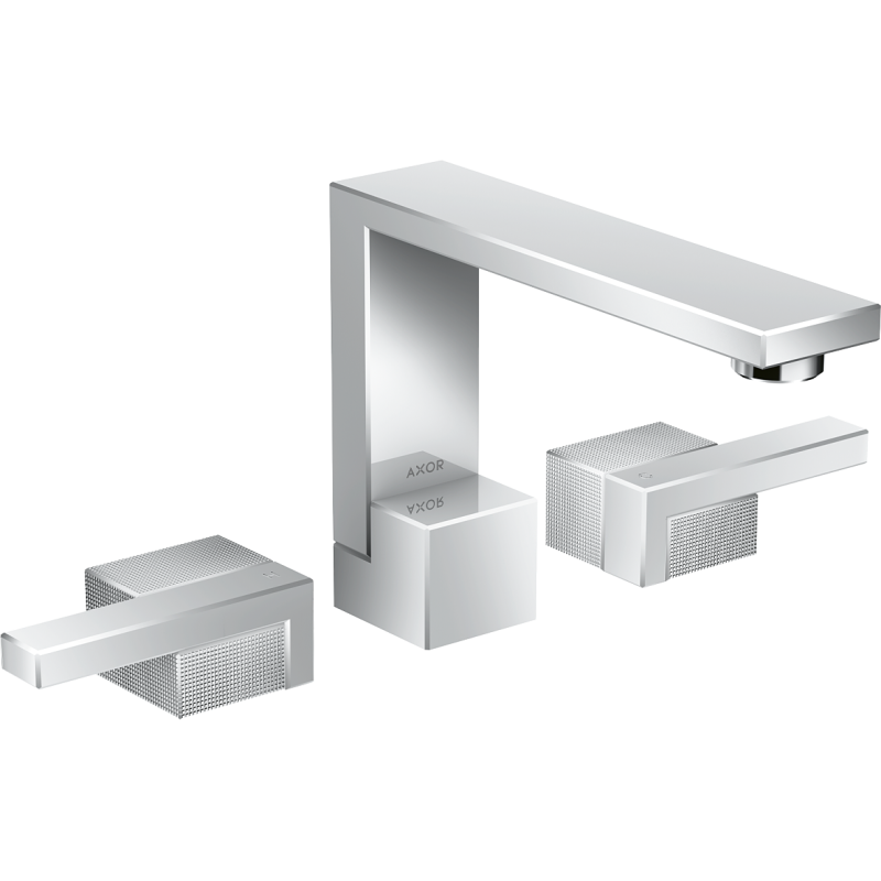 3-otworowa bateria umywalkowa 130 z kompletem odpływowym Push-Open, szlif diamentowy Chrom Edge AXOR 46051000