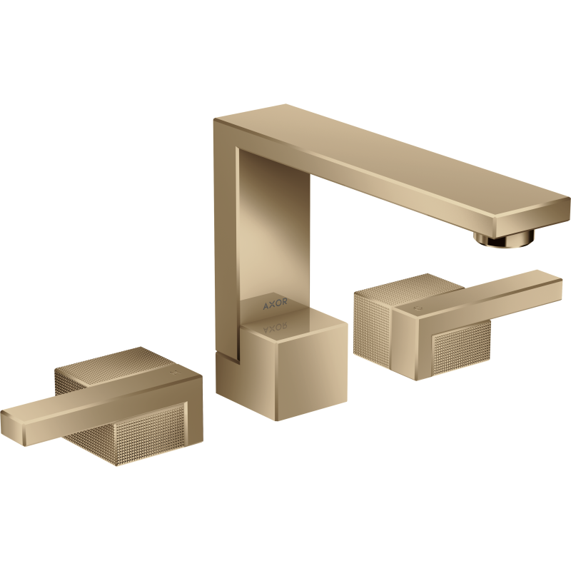 3-otworowa bateria umywalkowa 130 z kompletem odpływowym Push-Open, szlif diamentowy Brąz Polerowany Edge AXOR 46051130