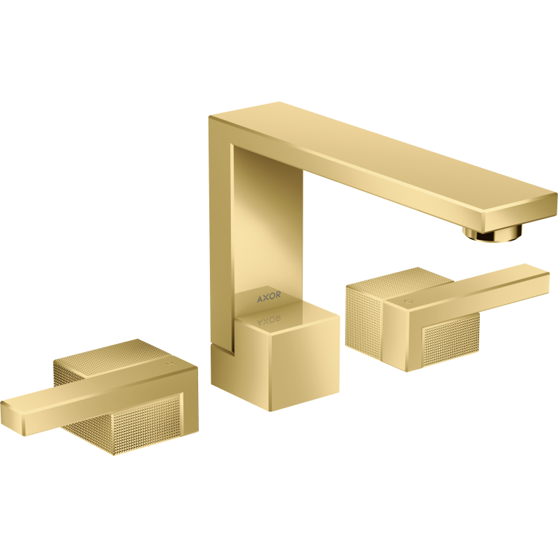 3-otworowa bateria umywalkowa 130 z kpl odpływowym Push-Open, szlif diamentowy Złoty Optyczny Polerowany Edge AXOR 46051990