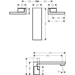 3-otw. Bateria umyw. z wyl. 190 mm i kpl odpływ. Push-Open, ścienna, podtynkowa, Czerwony Złoty poler Edge AXOR 46061300