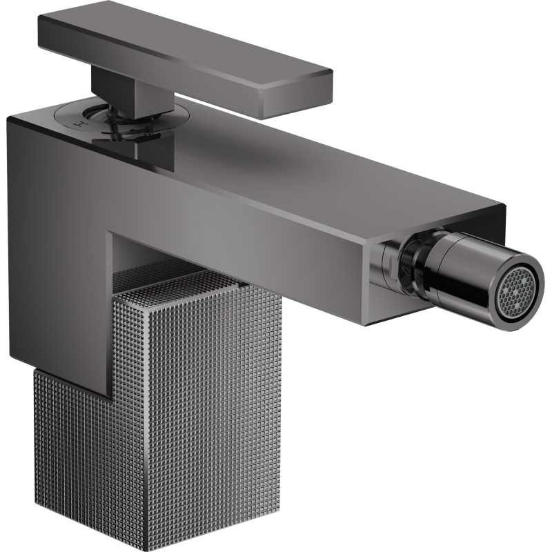 Jednouchwytowa bateria bidetowa z kompletem odpływowym Push-Open, szlif diamentowy Czarny Chrom Polerowany Edge AXOR 46211330