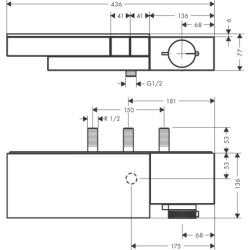 Bateria termostatyczna do 2 odbiorników, natynkow/podtynkowa, szlif diamentowy Chrom Edge AXOR 46241000
