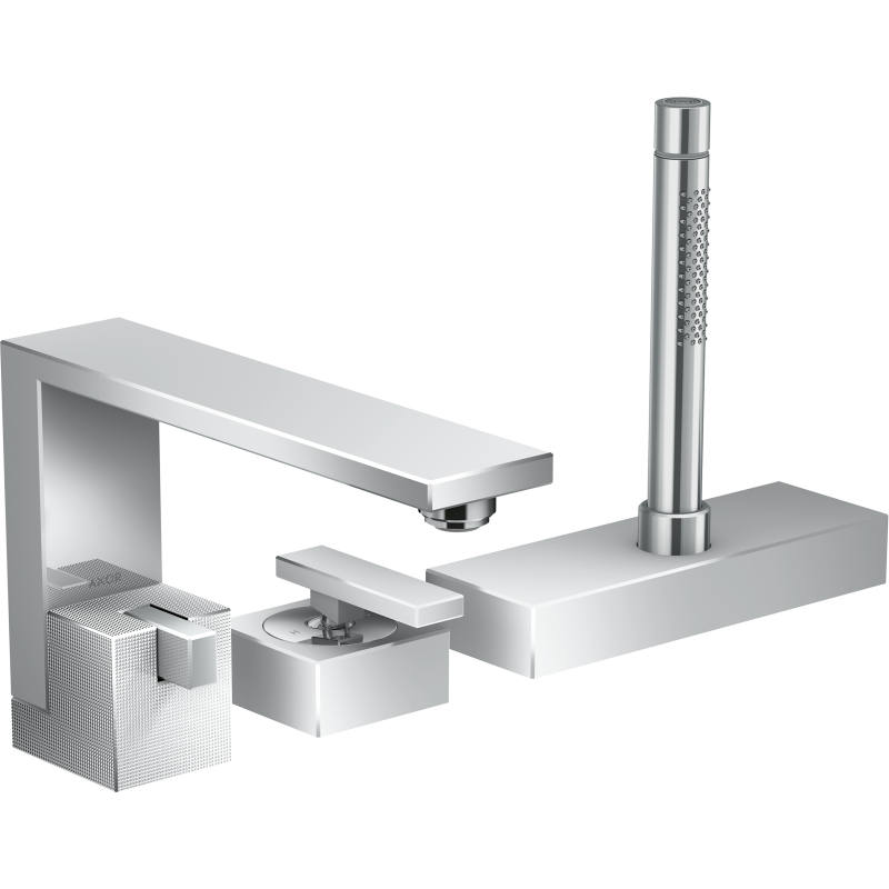 3-otworowa jednouchwytowa bateria na brzeg wanny, sBox, szlif diamentowy Chrom Edge AXOR 46431000