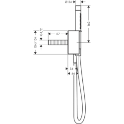 Przyłącze węża z główką prysznicową 2jet, Slim z uchwytem i wężem, szlif diamentowy Złoty Optyczny Polerowany Edge AXOR 46521990