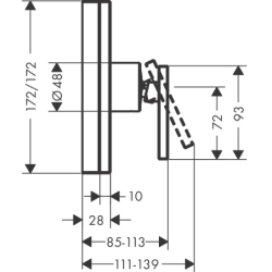 Jednouchwytowa bateria prysznicowa, podtynkowa, szlif diamentowy Chrom Edge AXOR 46651000