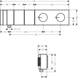 Moduł termostatyczny 470/100 do 2 odbiorników, podtynkowy, szlif diamentowy Chrom Edge AXOR 46701000