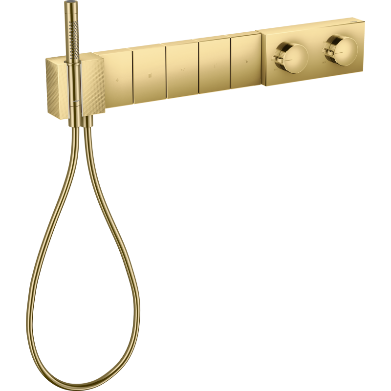 Moduł termostatyczny 680/100 do 5 odbiorników, podtynkowy, szlif diamentowy Złoty Optyczny Polerowany Edge AXOR 46731990