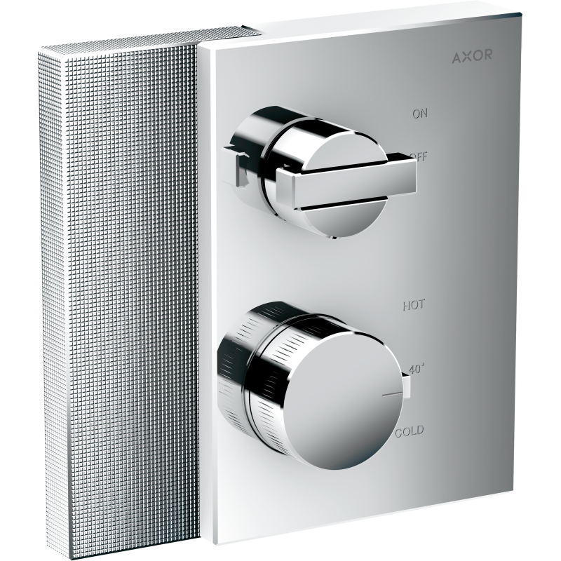 Bateria termostatyczna z zaworem odcinającym do 1 odbiornika, podtynkowa, szlif diamentowy Chrom Edge AXOR 46751000