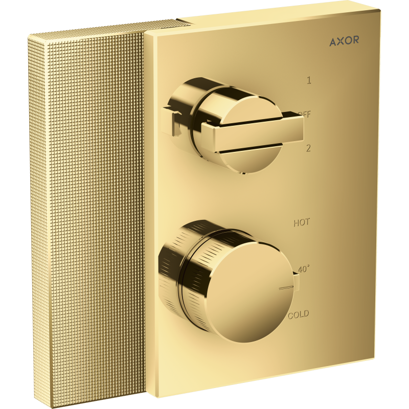 Bateria termo. z zaworem odcinająco-przełączającym do 2 odbiorników, podtynkowa, szlif diamentowy Złoty poler Edge AXOR 46761990