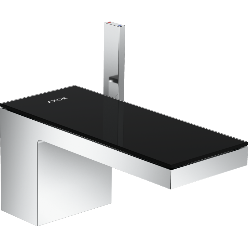 Jednouchwytowa bateria umywalkowa 70 z kompletem odpływowym Push-Open chrom/czarne szkło MyEdition AXOR 47010600