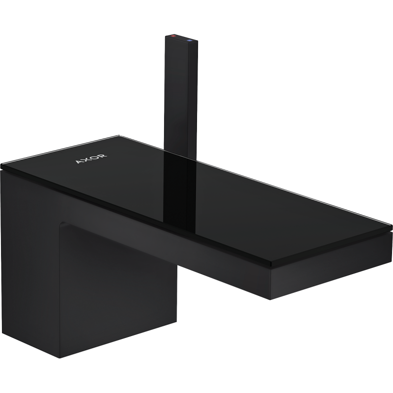 Jednouchwytowa bateria umywalkowa 70 z kompletem odpływowym Push-Open czarny matowy/czarne szkło MyEdition AXOR 47010670