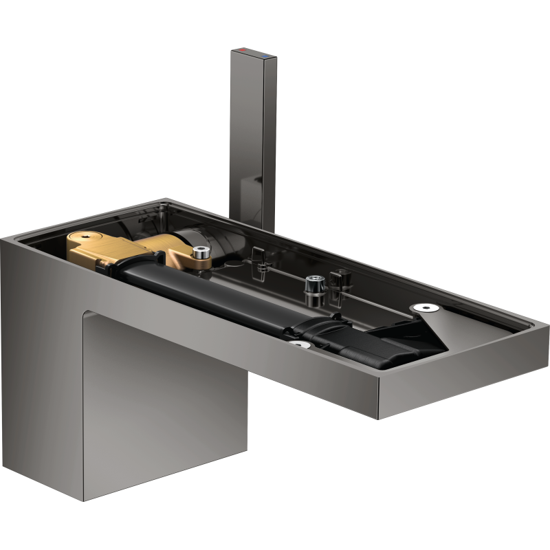 Jednouchwytowa bateria umywalkowa 70 bez płytki z kompletem odpływowym Push-Open Czarny Chrom Polerowany MyEdition AXOR 47012330