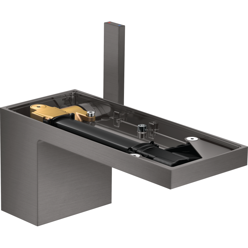 Jednouchwytowa bateria umywalkowa 70 bez płytki z kpl odpływowym Push-Open Czarny Chrom Szczotkowany MyEdition AXOR 47012340