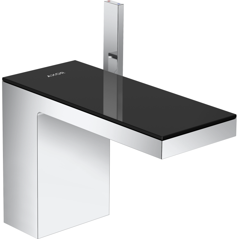 Jednouchwytowa bateria umywalkowa 110 z kompletem odpływowym Push-Open chrom/czarne szkło MyEdition AXOR 47030600