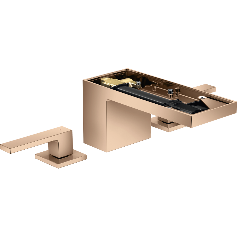 3-otworowa bateria umywalkowa 70 bez płytki z kompletem odpływowym Push-Open Czerwony Złoty Polerowany MyEdition AXOR 47052300