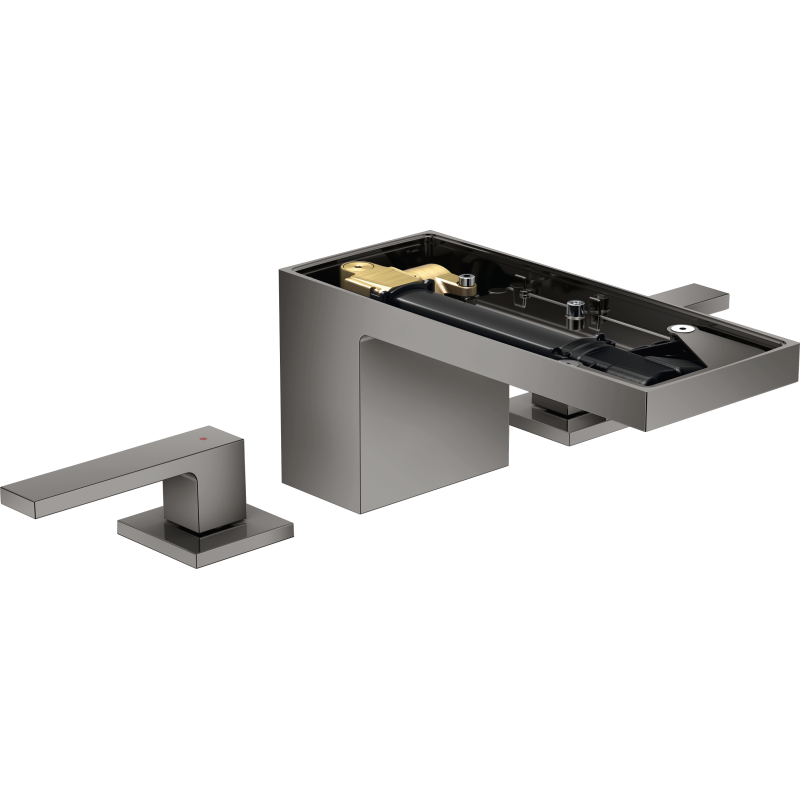 3-otworowa bateria umywalkowa 70 bez płytki z kompletem odpływowym Push-Open Czarny Chrom Polerowany MyEdition AXOR 47052330