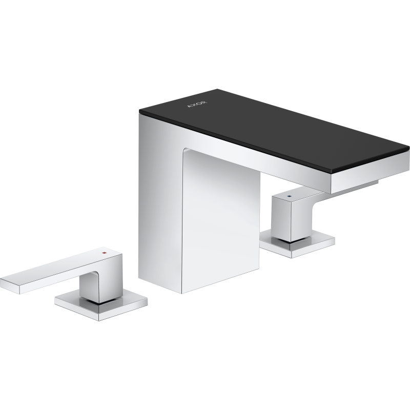 3-otworowa bateria umywalkowa 110 z kompletem odpływowym Push-Open chrom/czarne szkło MyEdition AXOR 47070600