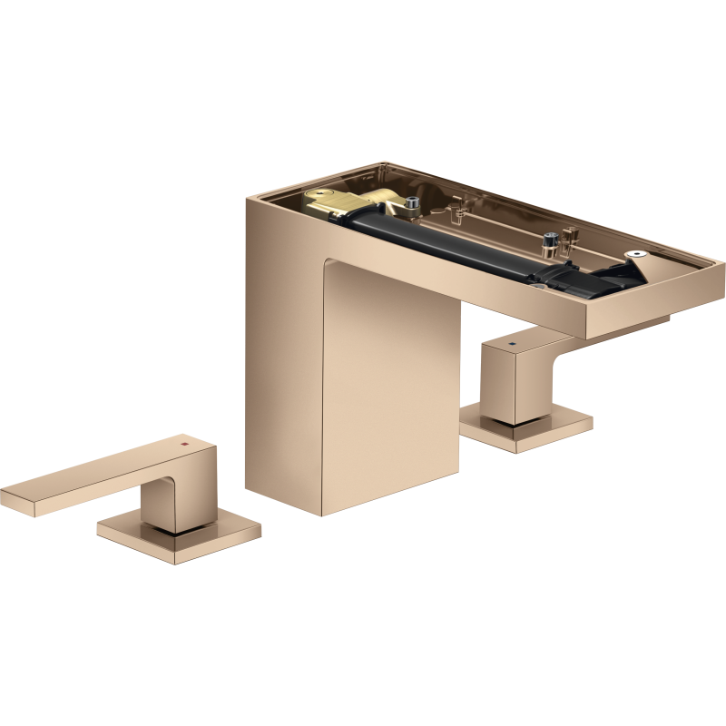 3-otworowa bateria umywalkowa 110 bez płytki z kompletem odpływowym Push-Open Czerwony Złoty Polerowany MyEdition AXOR 47072300