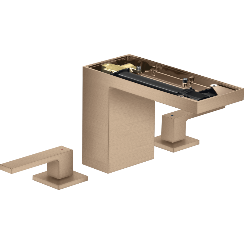 3-otworowa bateria umywalkowa 110 bez płytki z kpl odpływowym Push-Open Czerwony Złoty Szczotkowany MyEdition AXOR 47072310