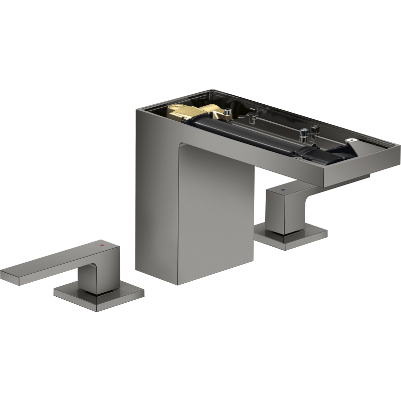 3-otworowa bateria umywalkowa 110 bez płytki z kompletem odpływowym Push-Open Czarny Chrom Polerowany MyEdition AXOR 47072330