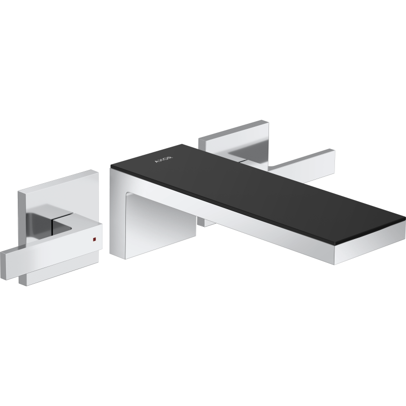 3-otworowa bateria umywalkowa z wylewką 221 mm, ścienna, podtynkowa chrom/czarne szkło MyEdition AXOR 47080600