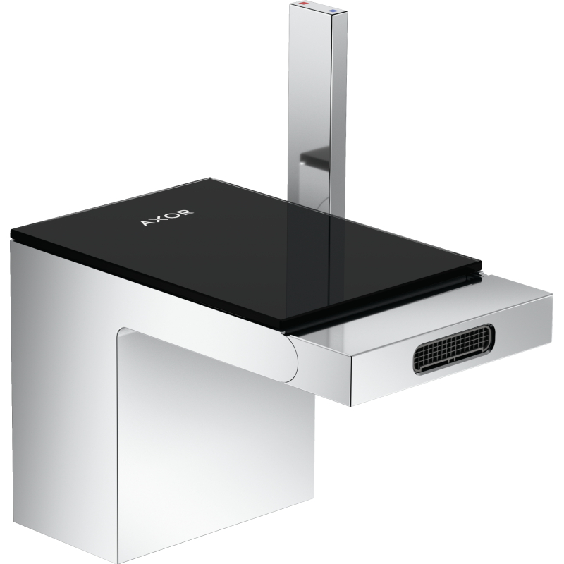 Jednouchwytowa bateria bidetowa z kompletem odpływowym Push-Open chrom/czarne szkło MyEdition AXOR 47210600