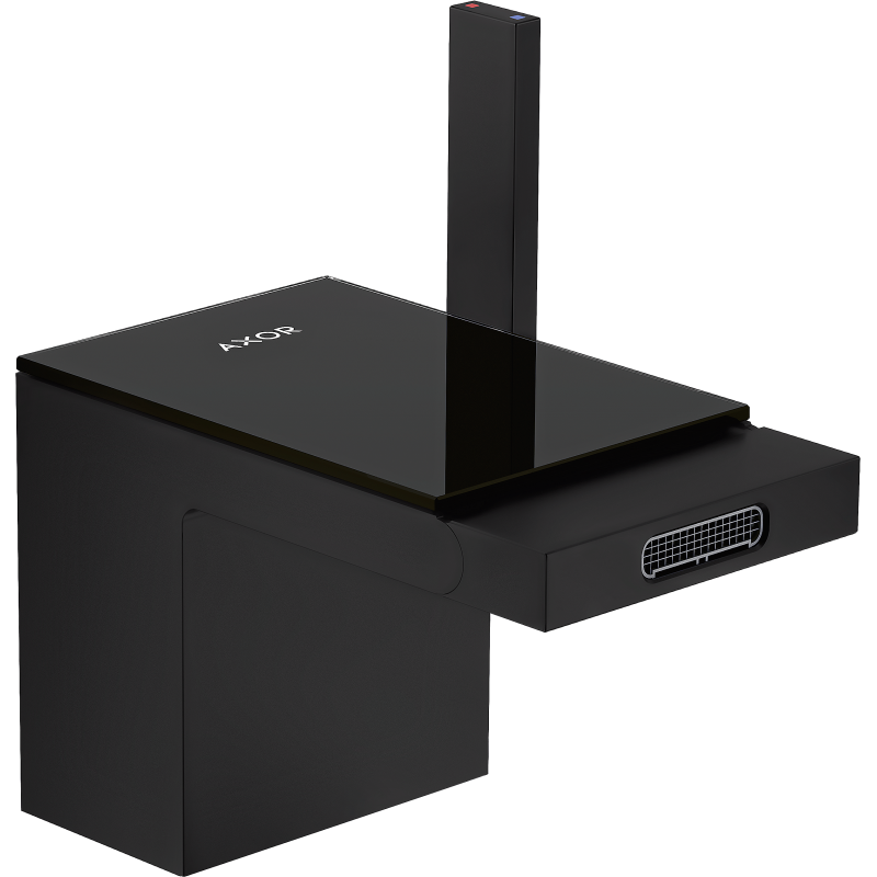 Jednouchwytowa bateria bidetowa z kompletem odpływowym Push-Open czarny matowy/czarne szkło MyEdition AXOR 47210670