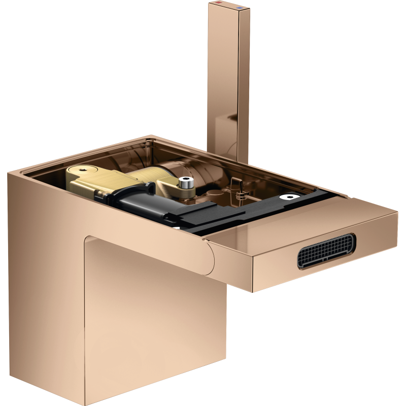 Jednouchwytowa bateria bidetowa bez płytki z kompletem odpływowym Push-Open Czerwony Złoty Polerowany MyEdition AXOR 47212300