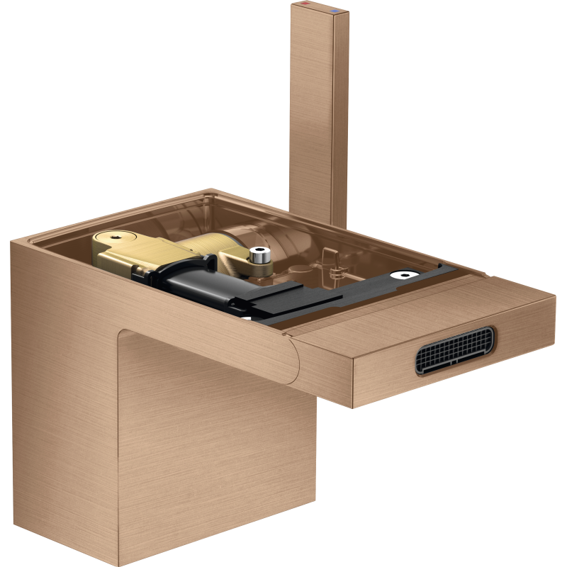 Jednouchwytowa bateria bidetowa bez płytki z kompletem odpływowym Push-Open Czerwony Złoty Szczotkowany MyEdition AXOR 47212310