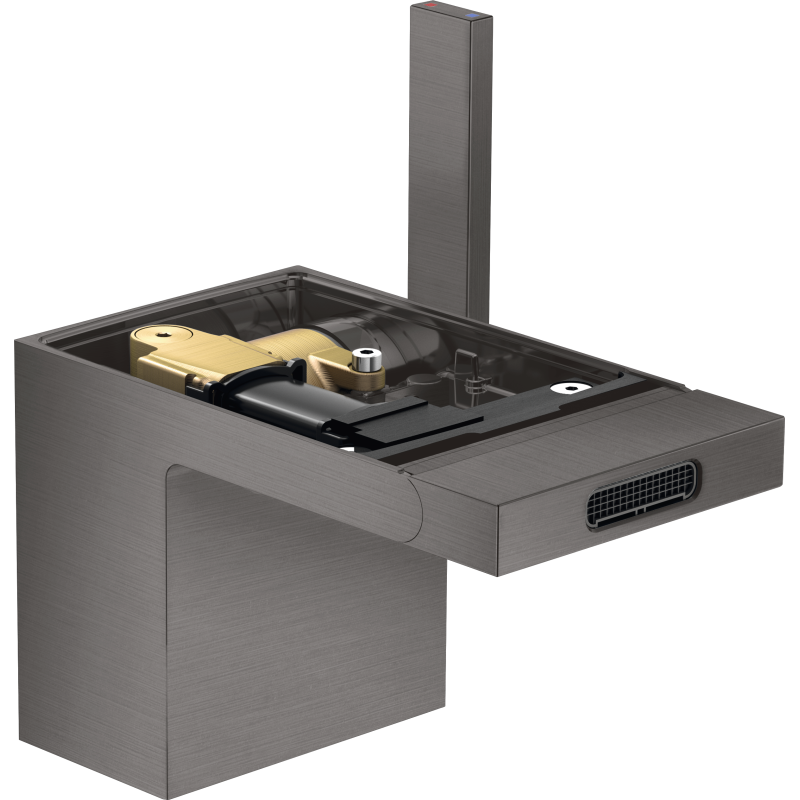 Jednouchwytowa bateria bidetowa bez płytki z kompletem odpływowym Push-Open Czarny Chrom Szczotkowany MyEdition AXOR 47212340