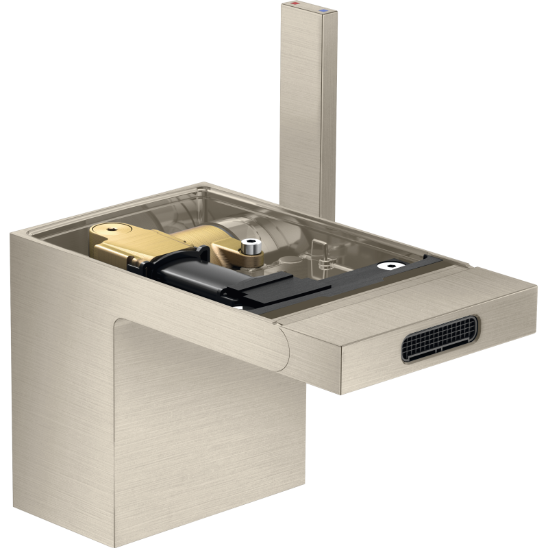 Jednouchwytowa bateria bidetowa bez płytki z kompletem odpływowym Push-Open Nikiel Szczotkowany MyEdition AXOR 47212820