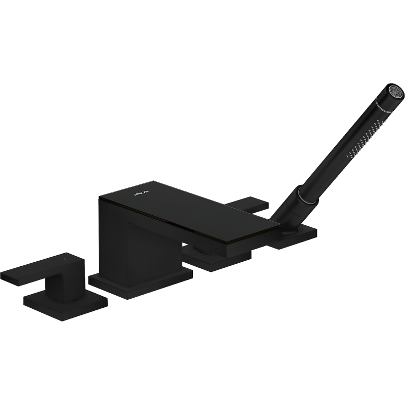 4-otworowa bateria na brzeg wanny czarny matowy/czarne szkło MyEdition AXOR 47430670