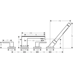 4-otworowa bateria na brzeg wanny bez płytki Czarny Matowy MyEdition AXOR 47432670