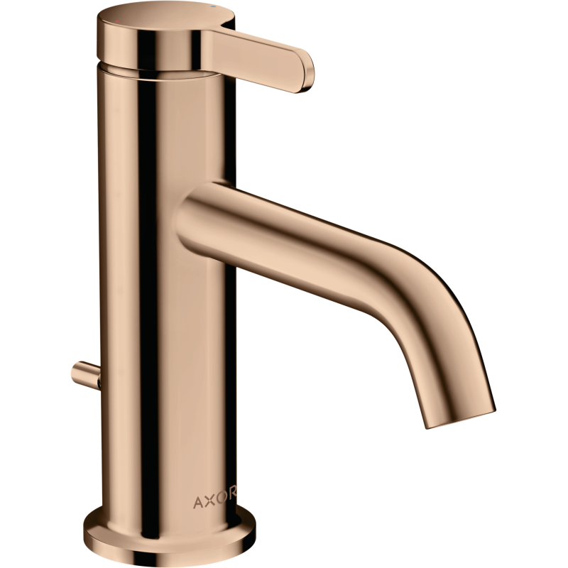 Jednouchwytowa bateria umywalkowa 70 z kompletem odpływowym z cięgłem Czerwony Złoty Polerowany One AXOR 48000300