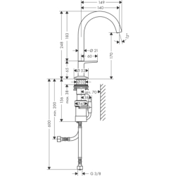 Bateria umywalkowa Select 170 z kompletem odpływowym Push-Open Czarny Matowy One AXOR 48020670