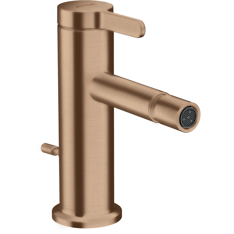 Jednouchwytowa bateria bidetowa z kompletem odpływowym z cięgłem Czerwony Złoty Szczotkowany One AXOR 48210310