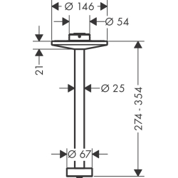 Przyłącze sufitowe 300 mm do głowicy prysznicowej 280 2jet Stal Szlachetna Optyczna One AXOR 48496800