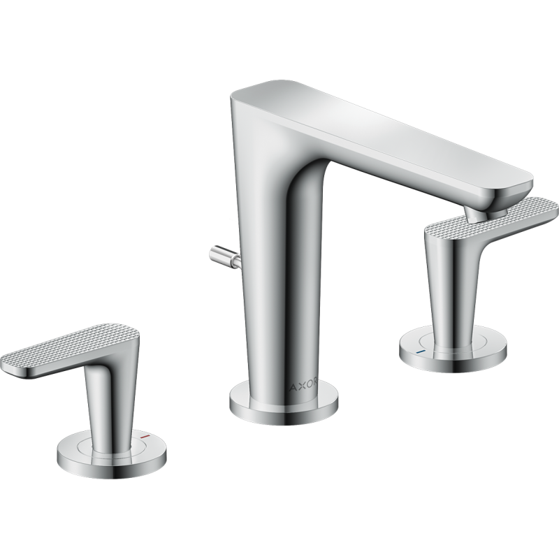 3-otworowa bateria umywalkowa 125 z kompletem odpływowym z cięgłem, szlif kwadratowy Chrom Citterio C AXOR 49061000