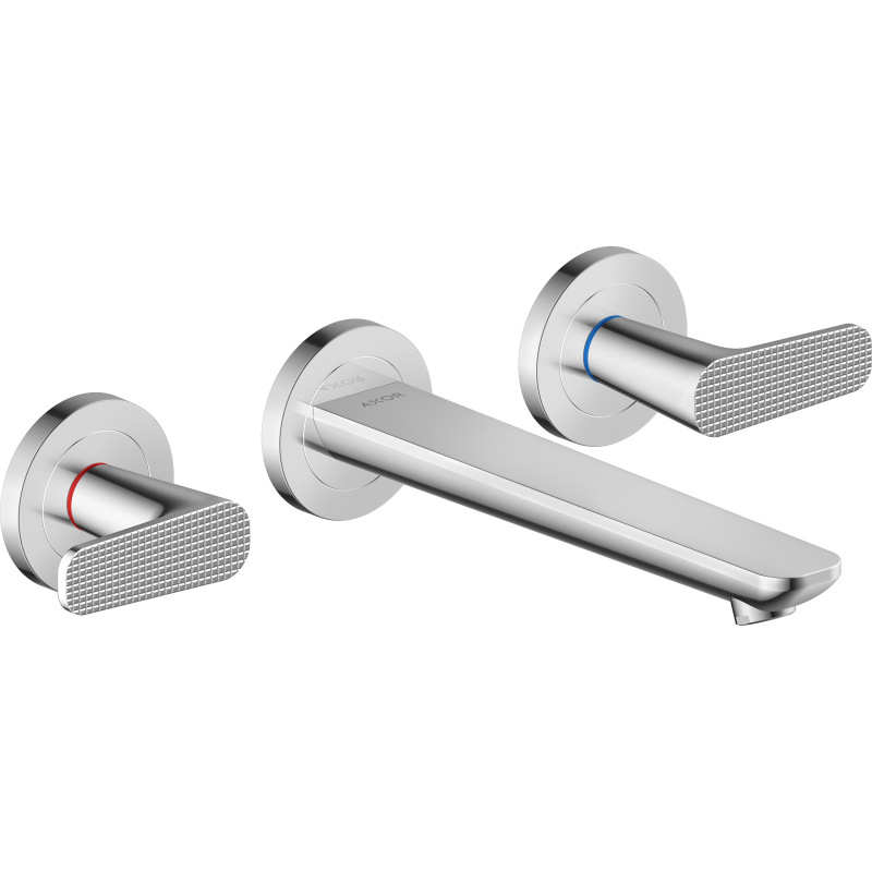 3-otworowa bateria umywalkowa z wylewką 195 mm, ścienna, podtynkowa, szlif kwadratowy Chrom Citterio C AXOR 49071000