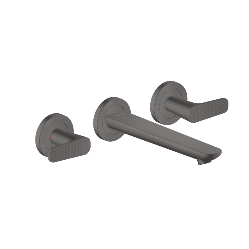 3-otw. Bateria umyw. z wylewką 195 mm, ścienna, podtynkowa, szlif kwadratowy Czarny Chrom Szczotkowany Citterio C AXOR 49071340