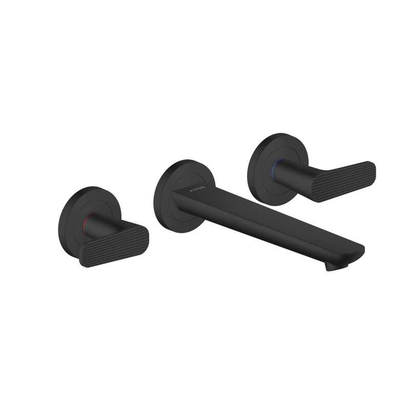 3-otworowa bateria umywalkowa z wylewką 195 mm, ścienna, podtynkowa, szlif kwadratowy Czarny Matowy Citterio C AXOR 49071670