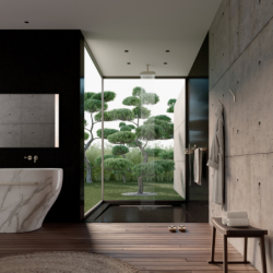 Bateria umywalkowa z wylewką 195 mm, ścienna, podtynkowa, szlif kwadratowy Nikiel Szczotkowany Citterio C AXOR 49111820