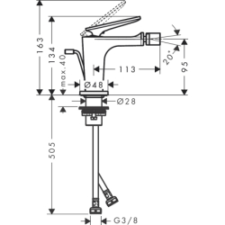 Jednouchwytowa bateria bidetowa z kompletem odpływowym z cięgłem Brąz Szczotkowany Citterio C AXOR 49210140